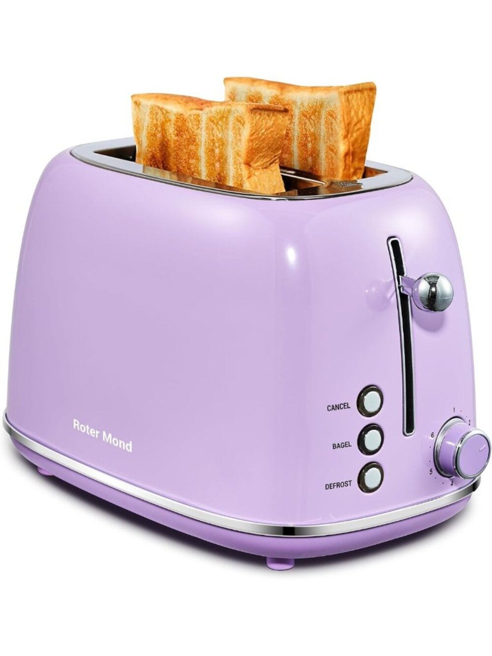 Retro Stainless Steel 2-Slice Toaster with Bagel, Defrost, 6 Shade Settings